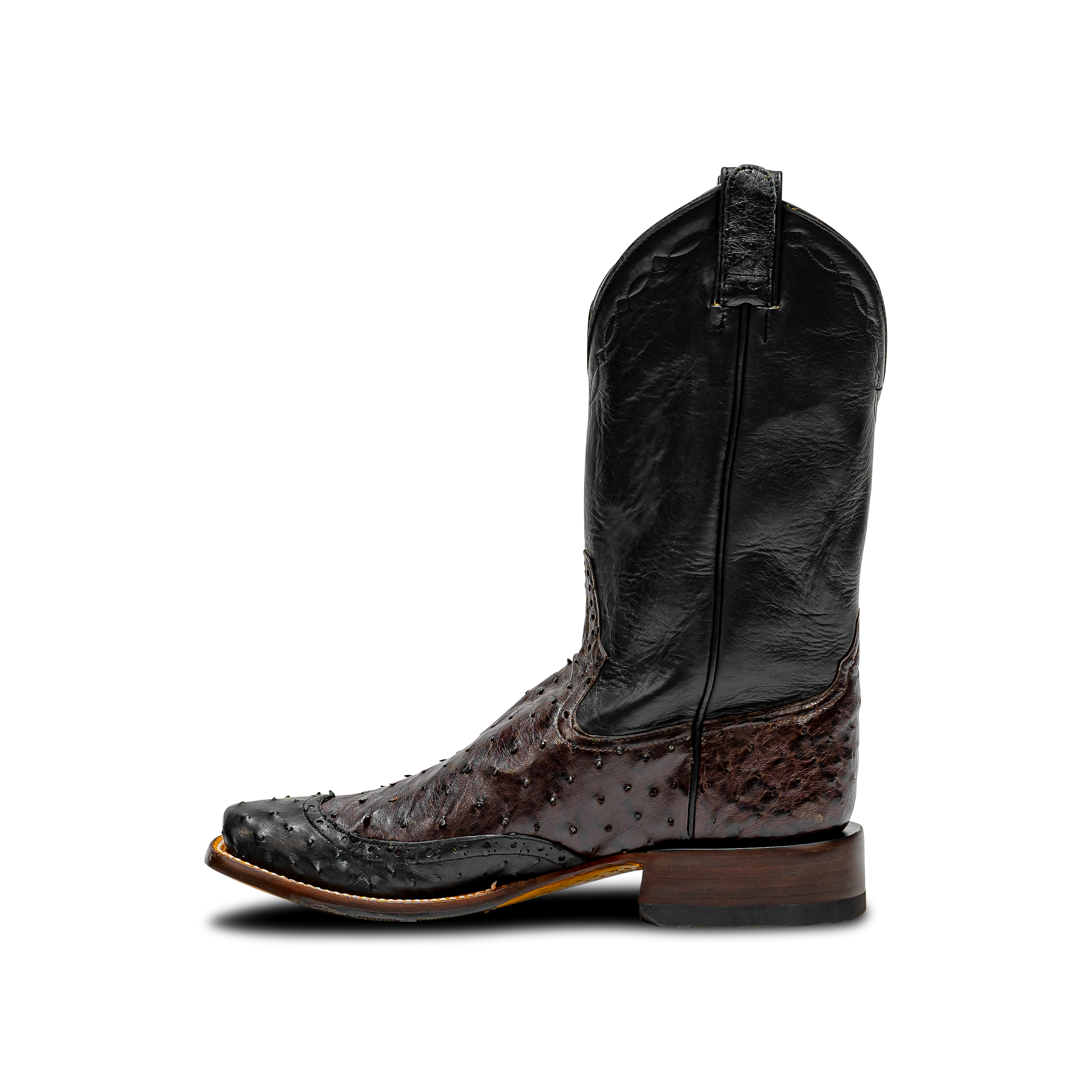 Rod Patrick RPM134 NICOTINE FULL QUILL OSTRICH with 3/4 BLACK FQ WINGTIP (B)