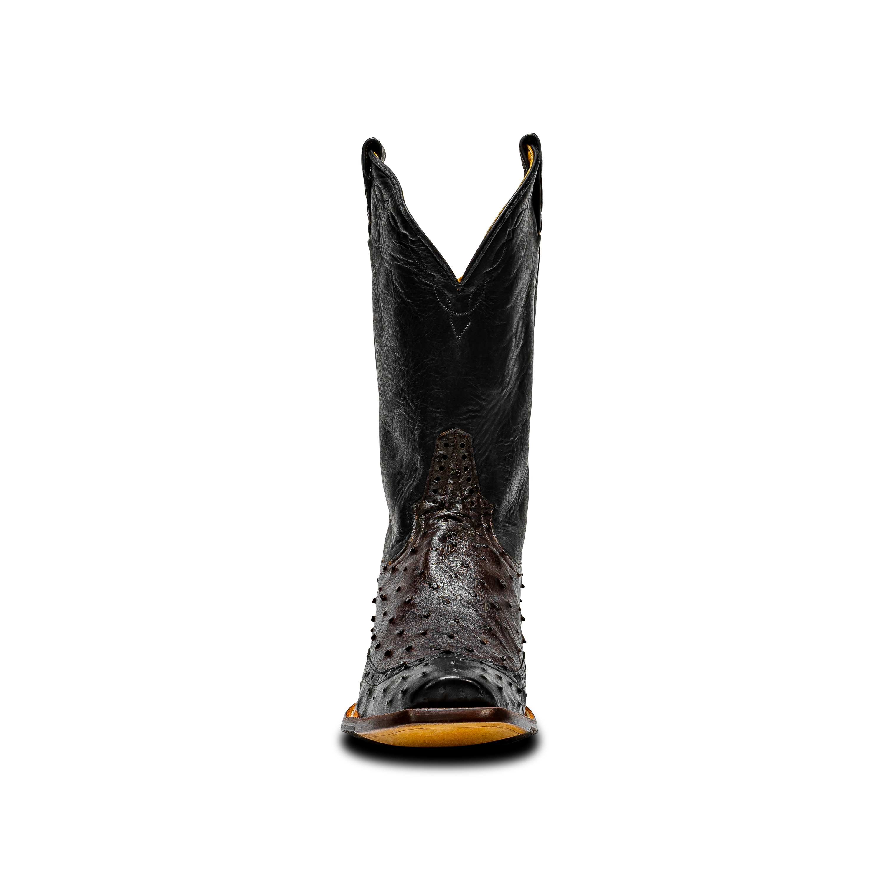 Rod Patrick RPM134 NICOTINE FULL QUILL OSTRICH with 3/4 BLACK FQ WINGTIP (AA)